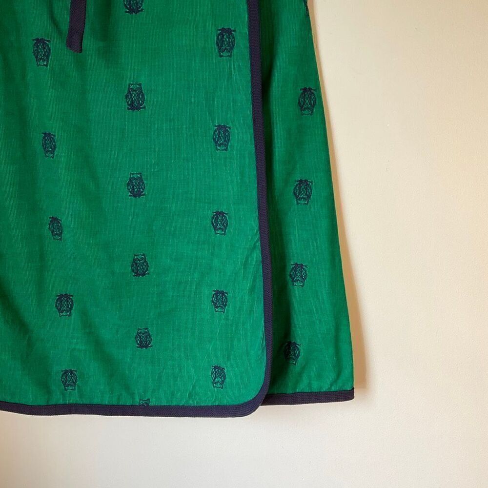 Vintage Mr Hank Corduroy Wraparound Owl Midiskirt. Green and Navy One Size - Picture 3 of 13